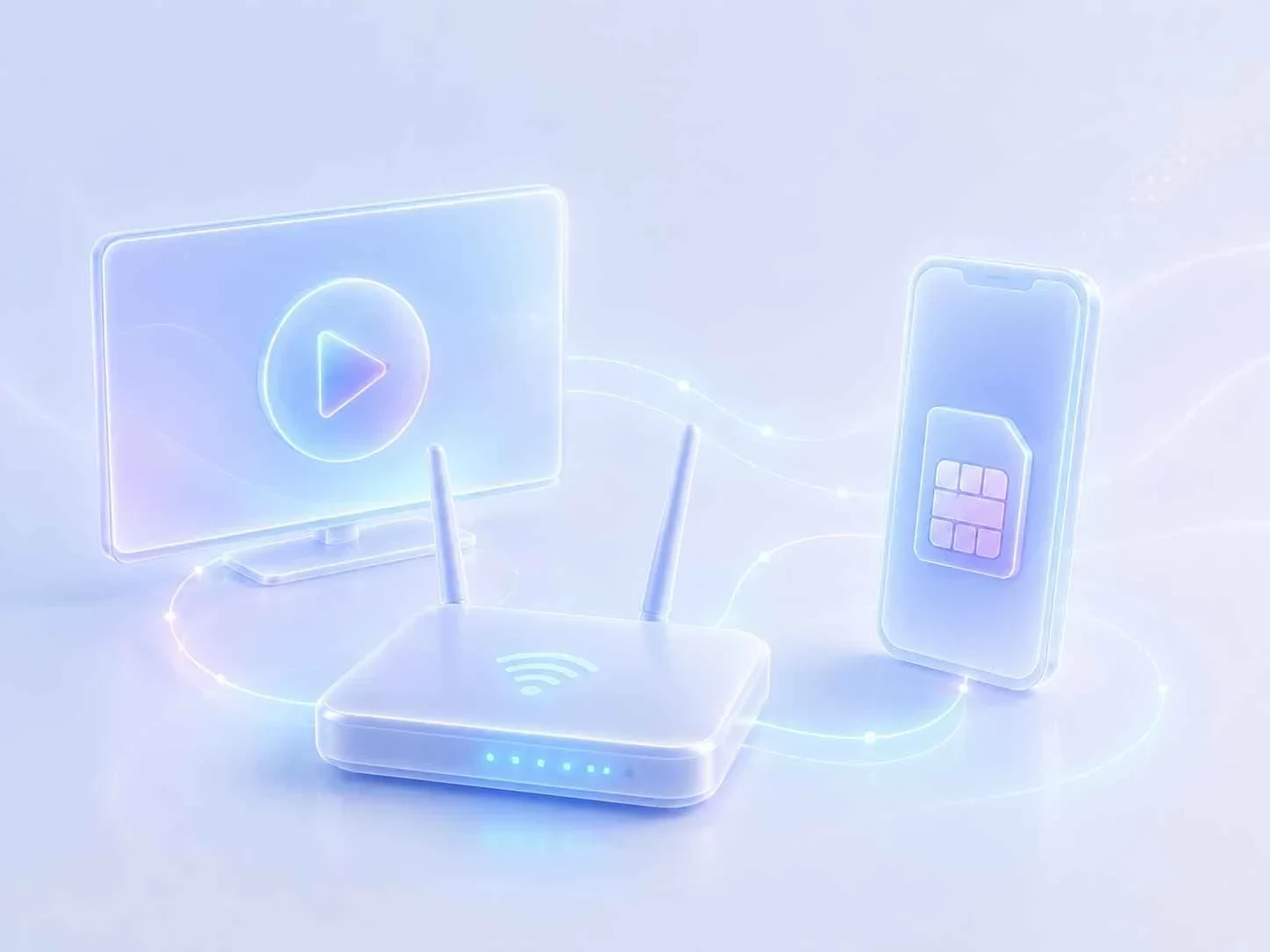 Пакет интернет, телевидение и SIM: роутер, экран и смартфон