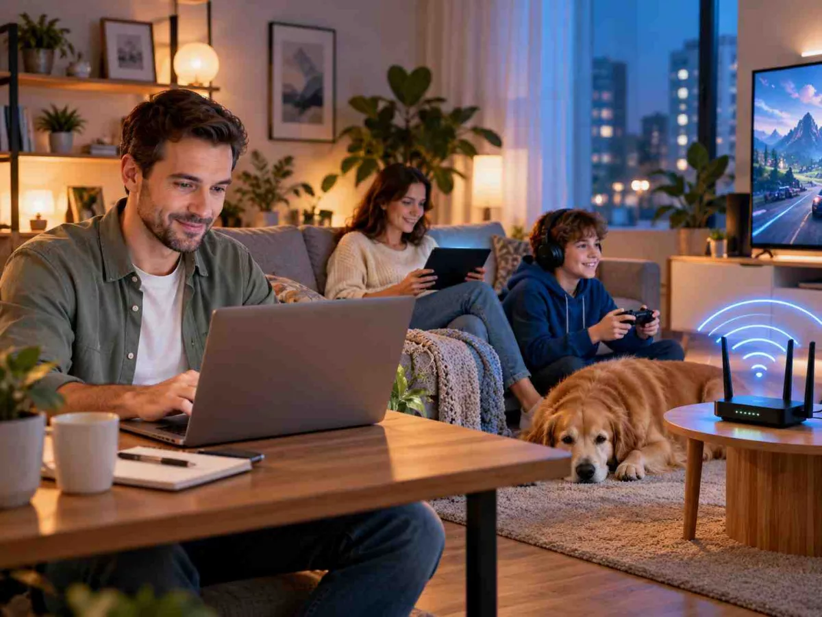 Домашний Wi‑Fi с несколькими подключёнными устройствами