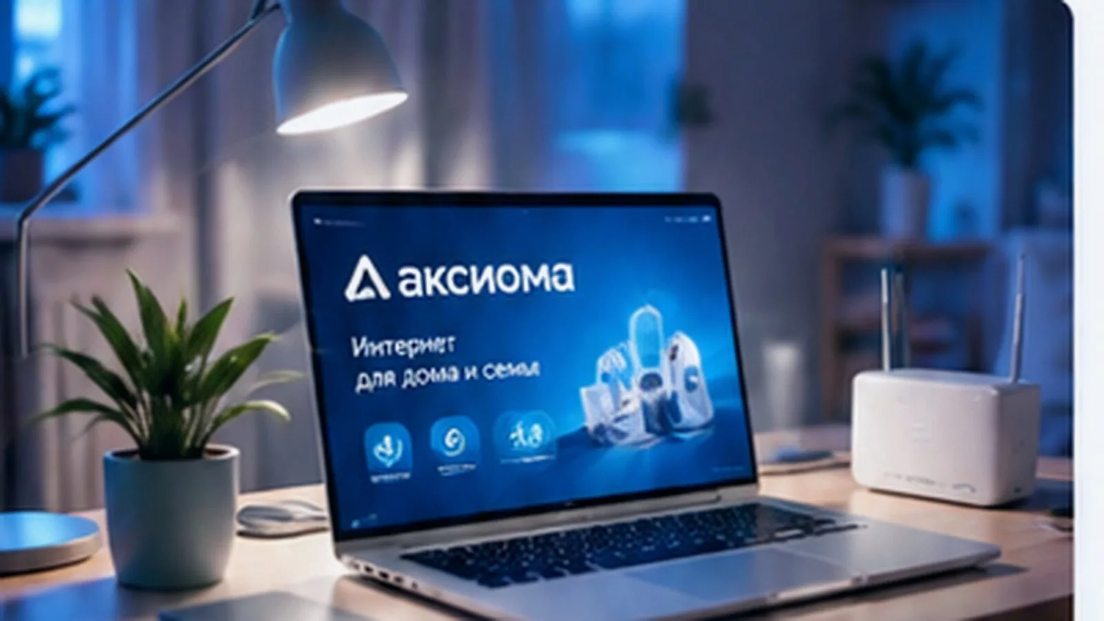 Ноутбук и Wi‑Fi роутер в домашней рабочей зоне